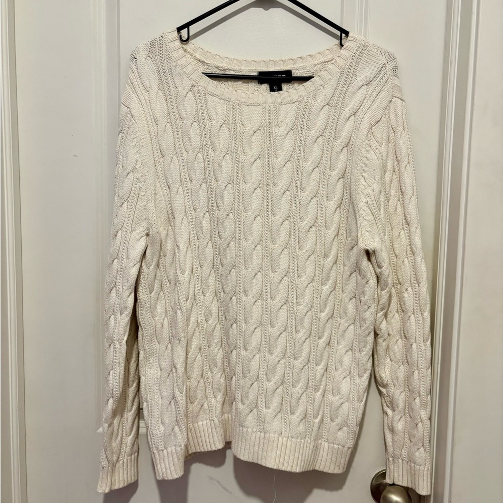 Lands' End Women's Cable Knit Sweater - White